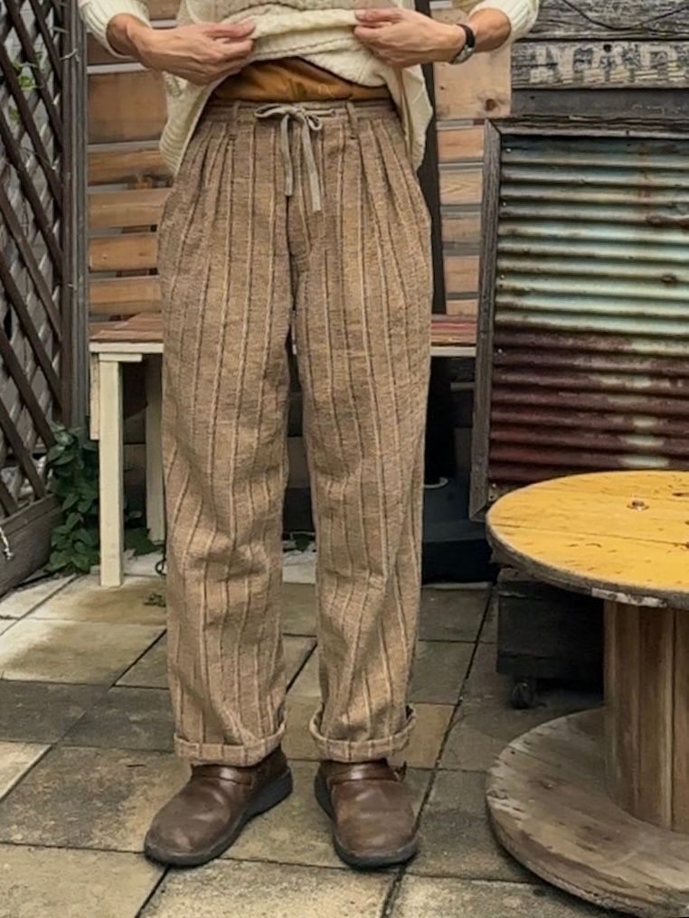 LUMBER TUCK PANTS / ストライプモールスキンイージーパンツ