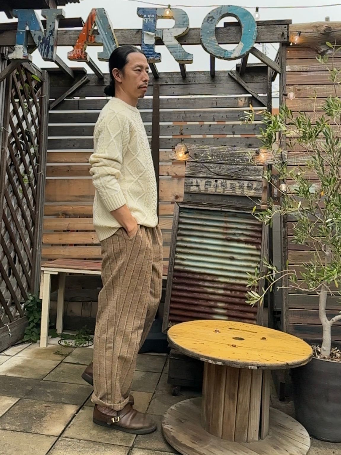 LUMBER TUCK PANTS / ストライプモールスキンイージーパンツ