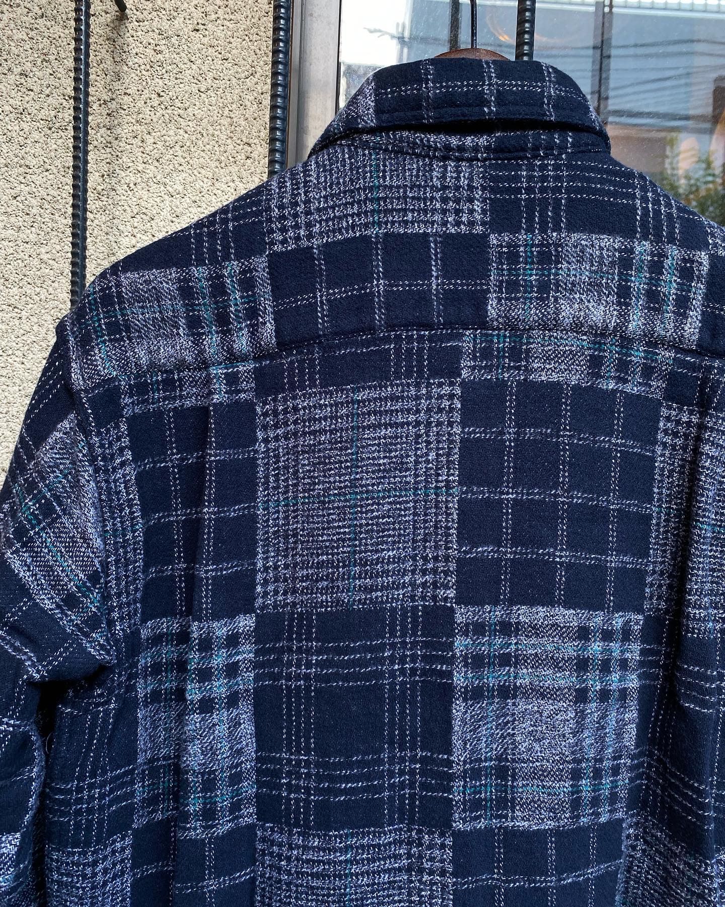 PATCH WORK CHECK WORK SHIRT / ヘビーネルワークシャツ / ネルシャツ / チェックシャツ / パッチワーク / NAVY (128)