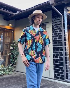 ALOHA SHIRTS “BANANA HARVEST”/ 半袖レーヨンシャツ / アロハシャツ / ハワイアン / バナナ柄 / SS38794 / ブラック(119)