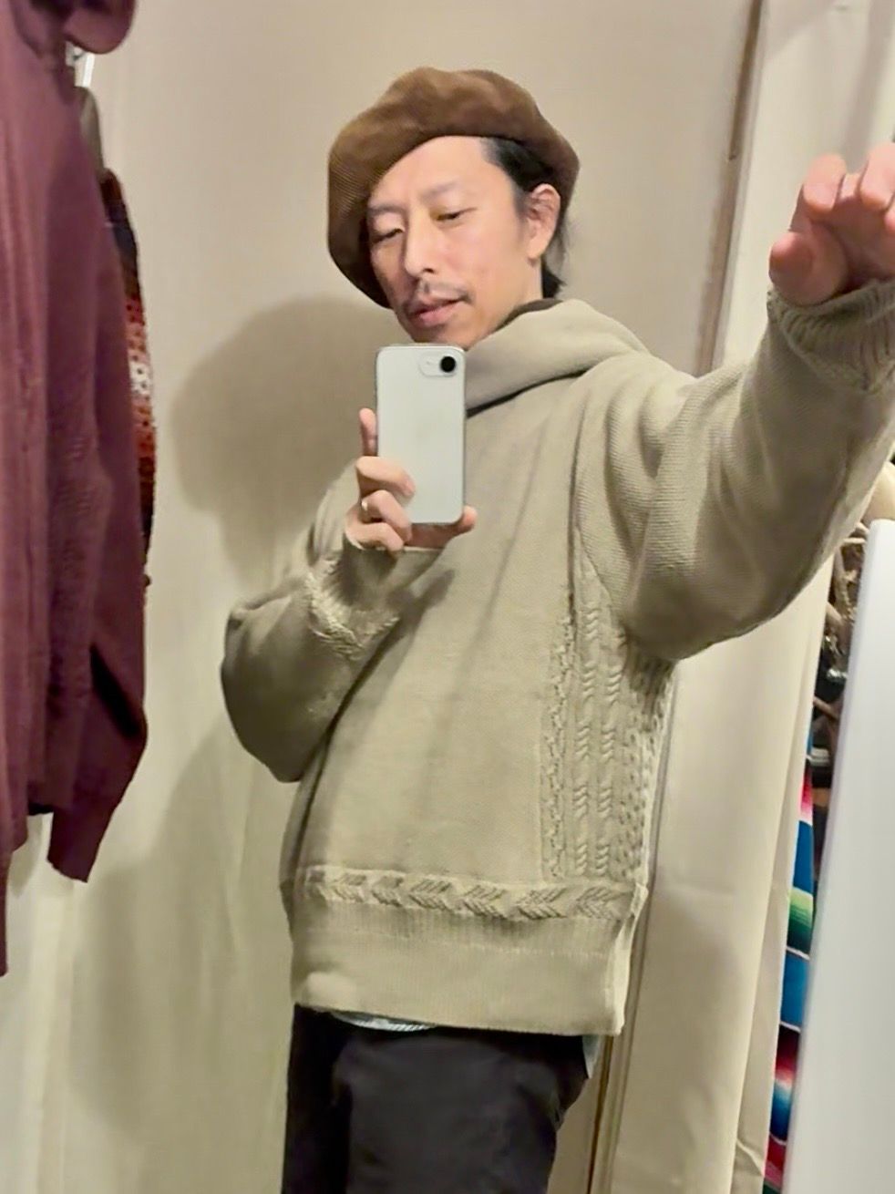 ACTUALLY PARKA / ニットパーカー / グレージュ / ナスングワム