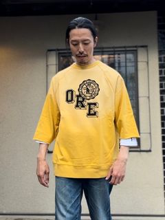 SCREEN STARS / スクリーンスターズ / Amecaji 3/4 slv Tee /アメカジ七分袖Tシャツ / フロッキープリント / イエロー