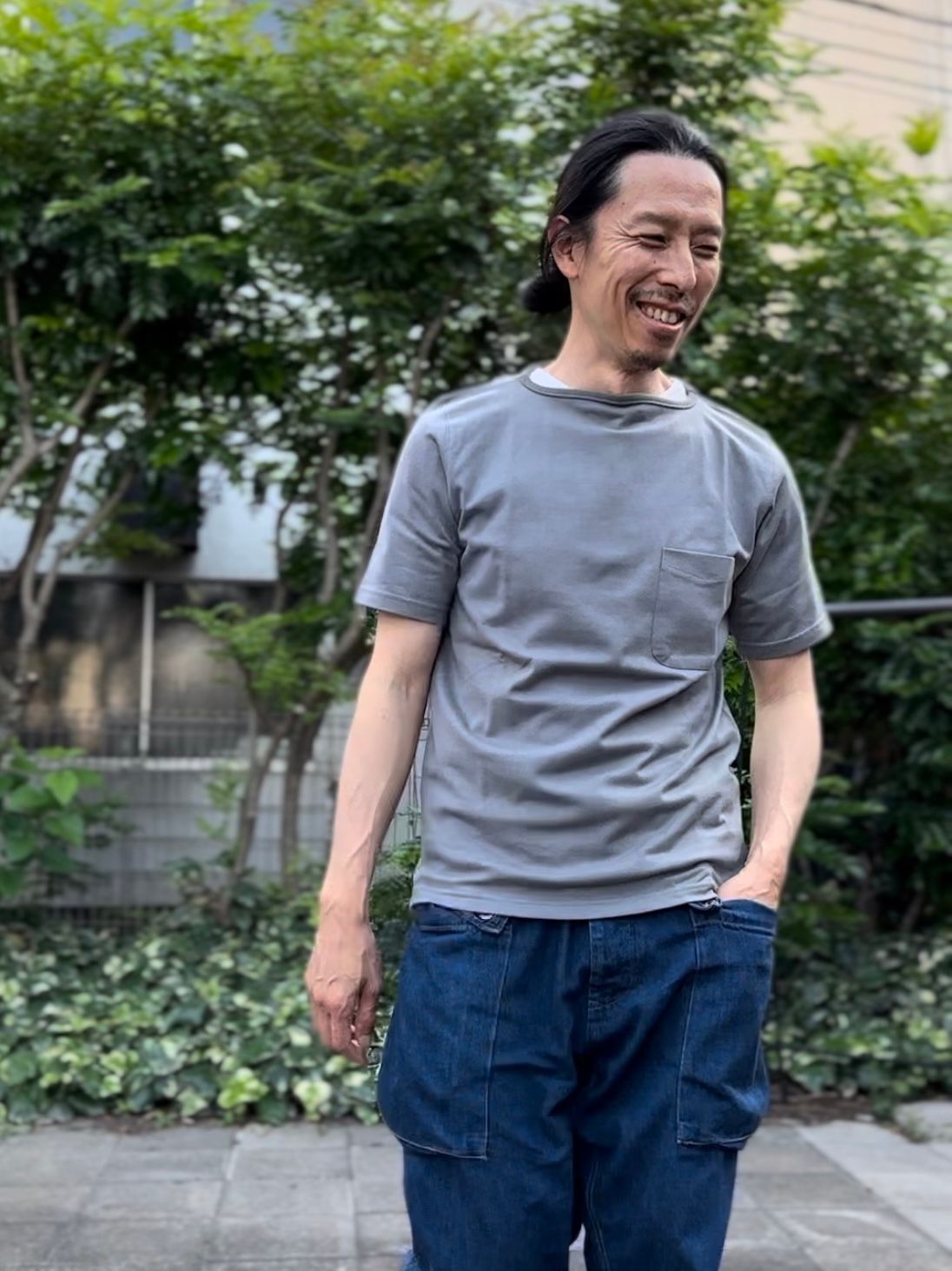 te500 / SUMMER KNIT PK T-SHIRTS / サマーニット / ポケットTシャツ / DEAN GREY