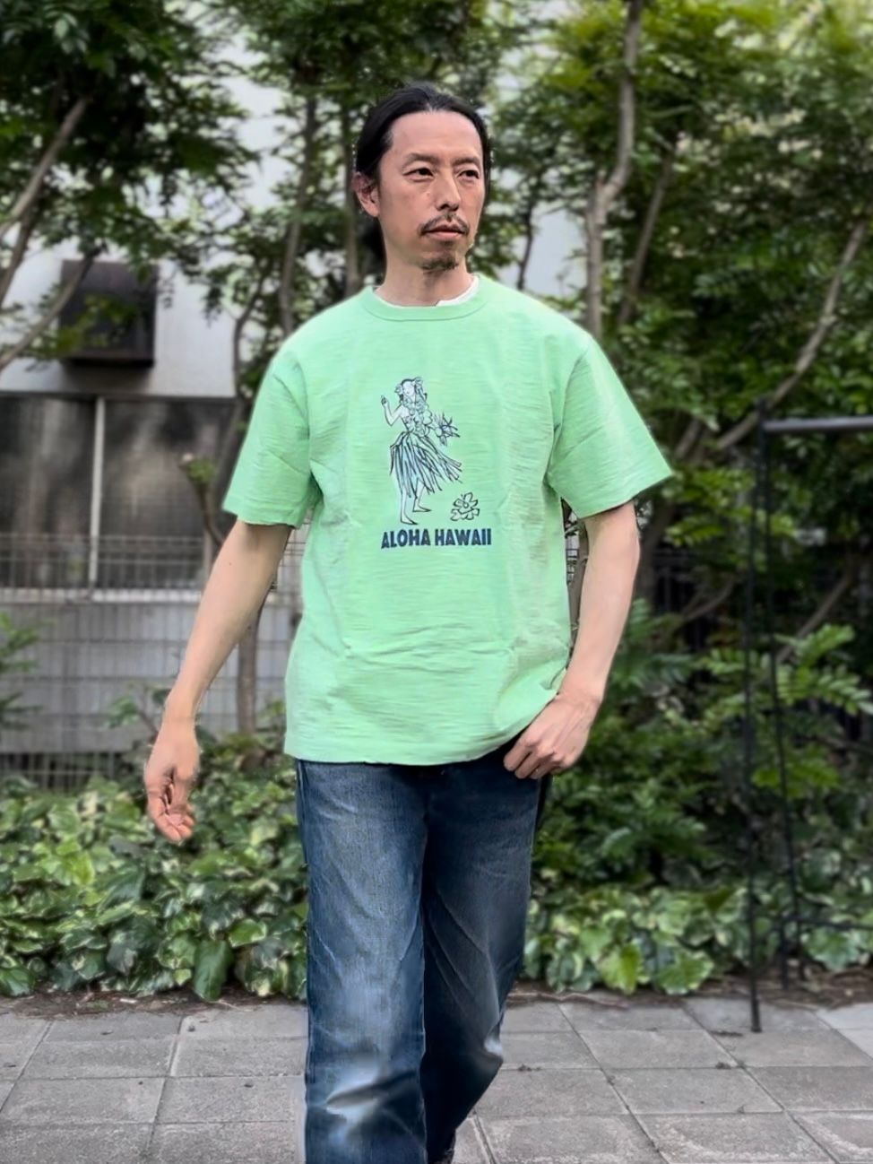 SS78675 / LADY DANCING HULA / ハワイアンフラTシャツ / グリーン