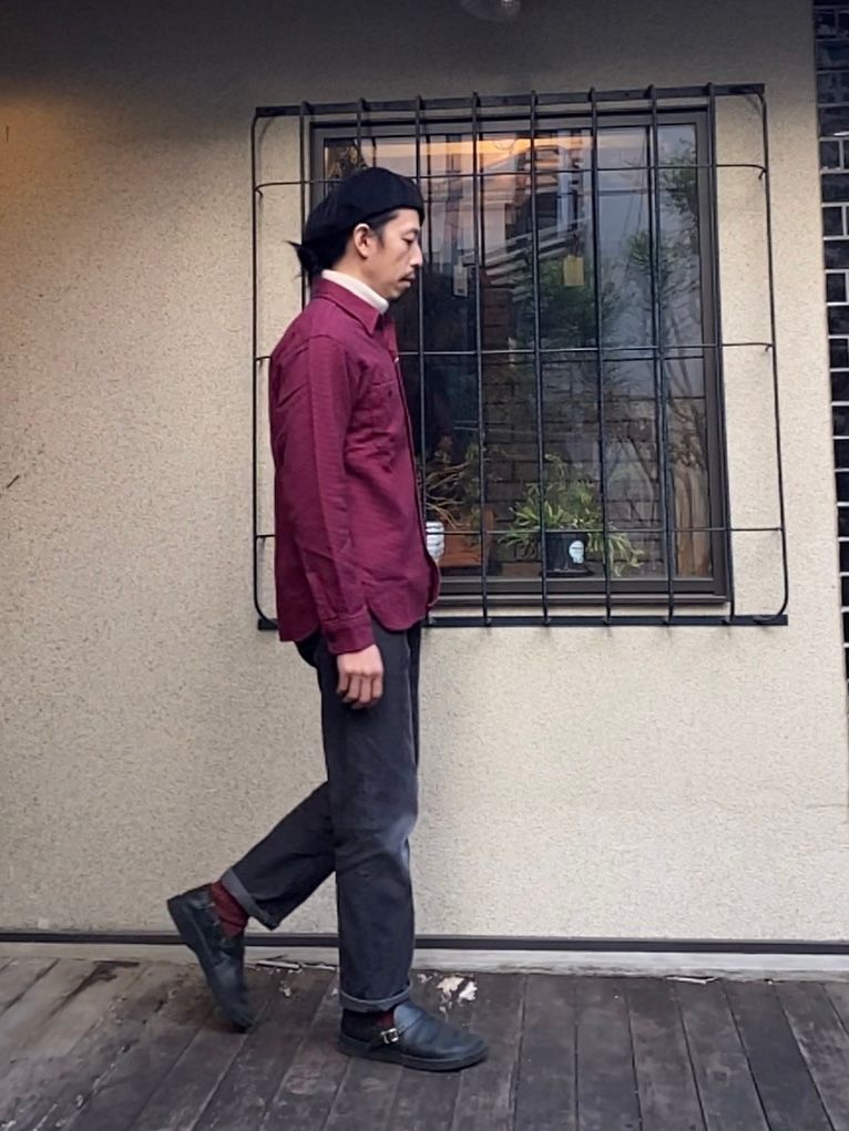 SC28953 / TWILL CHECK WORK SHIRT / ヘビーネルワークシャツ / ネルシャツ / チェックシャツ / ハウンドトゥース / 千鳥格子 / RED(165)