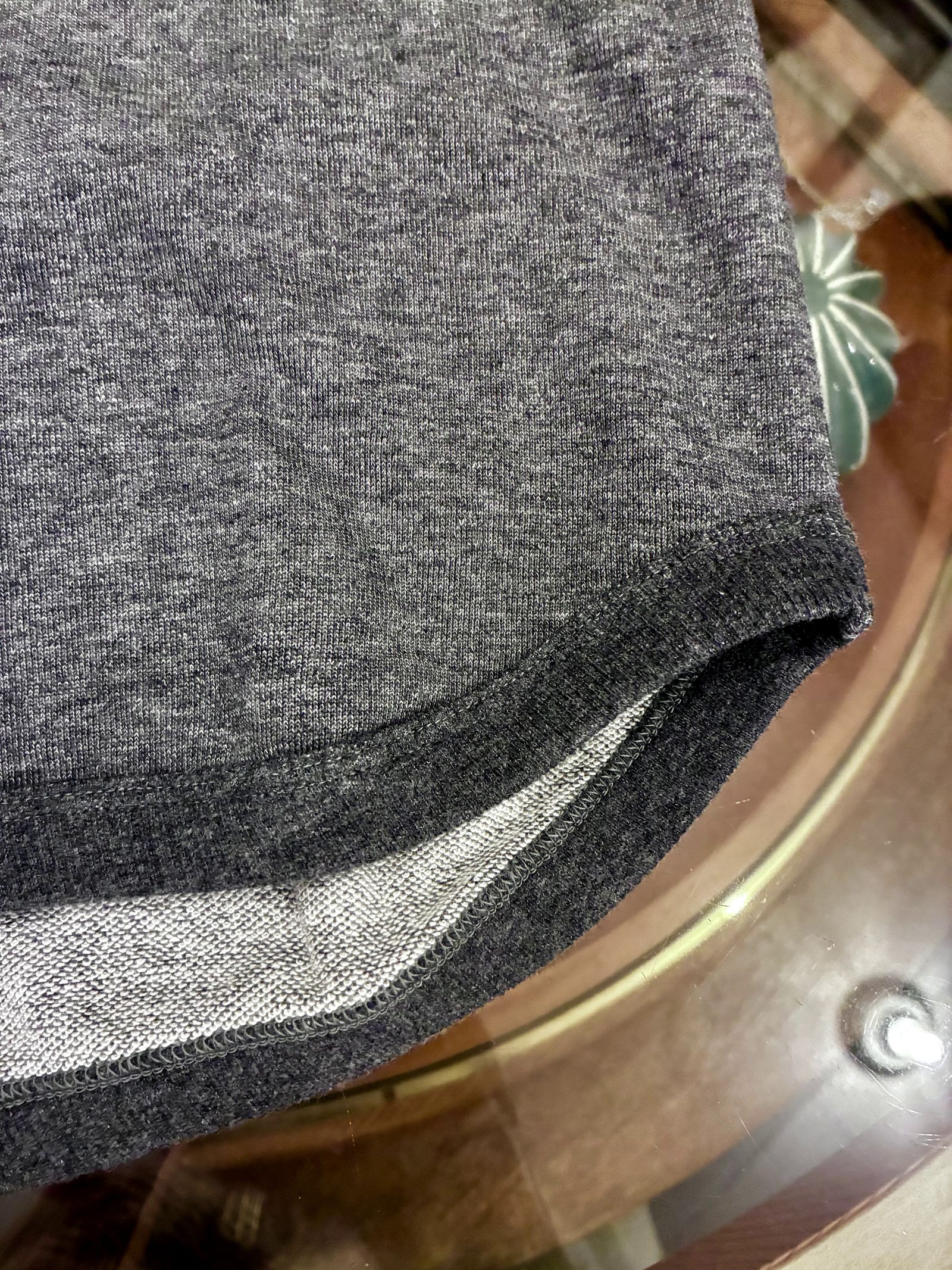 ミニ裏毛半袖リブTシャツ チャコール