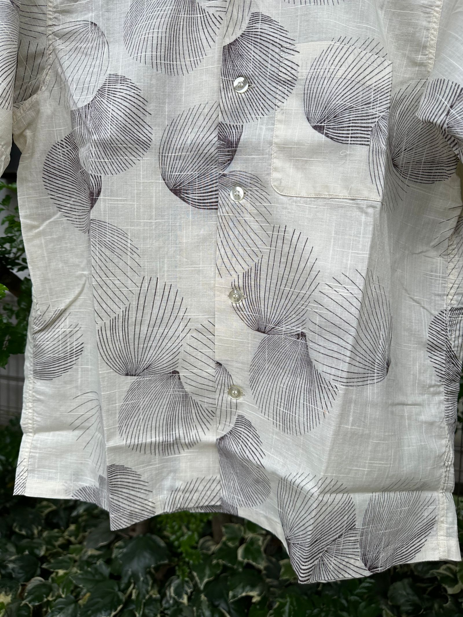 ALOHA SHIRT / “DUKE’S SHELL” / コットンリネン / 半袖オープンシャツ / 貝殻 / シェル柄 / アロハシャツ / ハワイアン / DK39094 / オフホワイト(105)