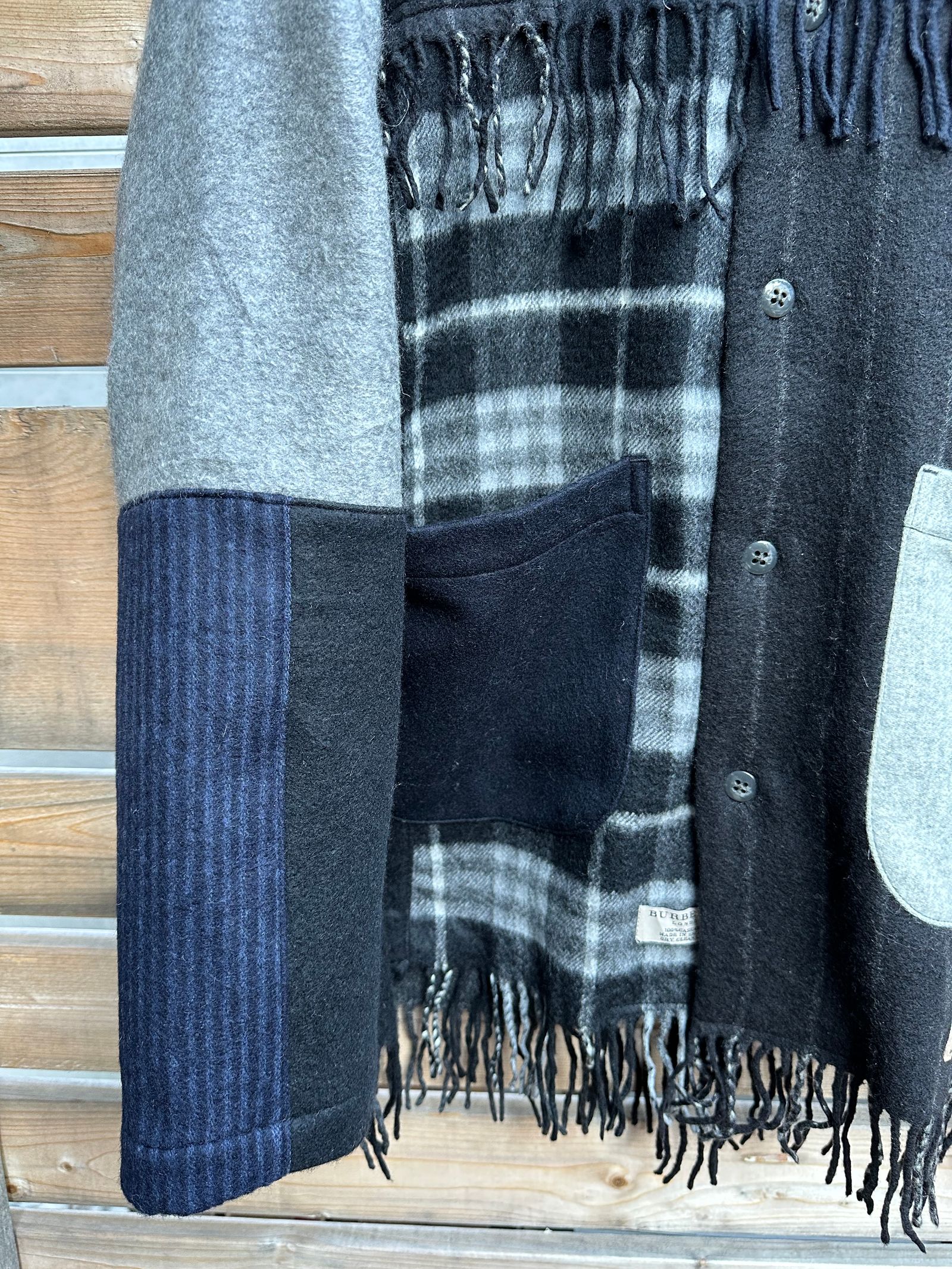 EDGE CARDIGAN / カシミヤマフラーリメイクカーディガン / ブラック②