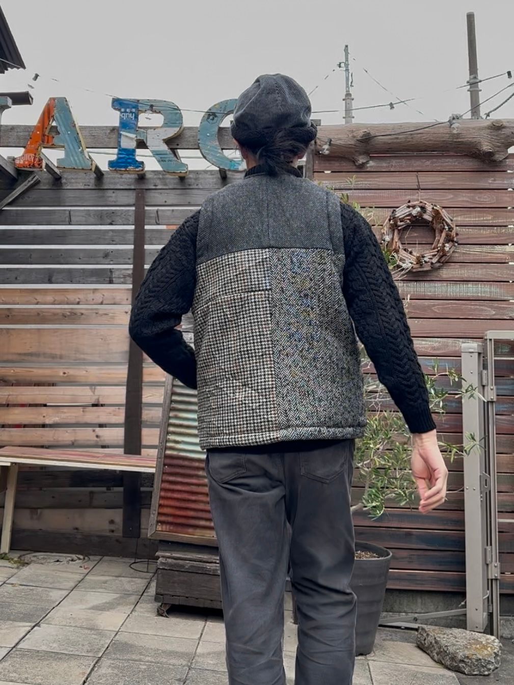ARTISAN VEST / アルチザンベスト / リバーシブル / ツイード / ブラックM