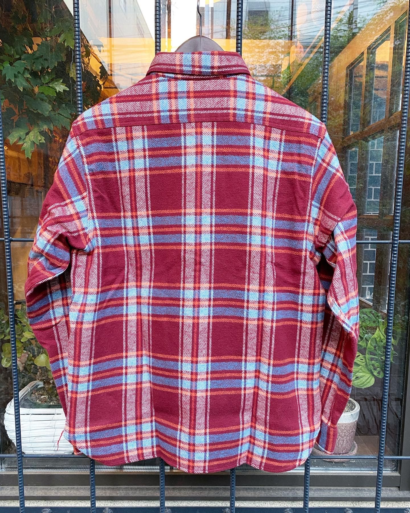 SUGAR CANE 赤黒チェックネルシャツ Lサイズ SUGAR CANE シュガーケーン 長袖|ツイル|ネルシャツ『TWILL