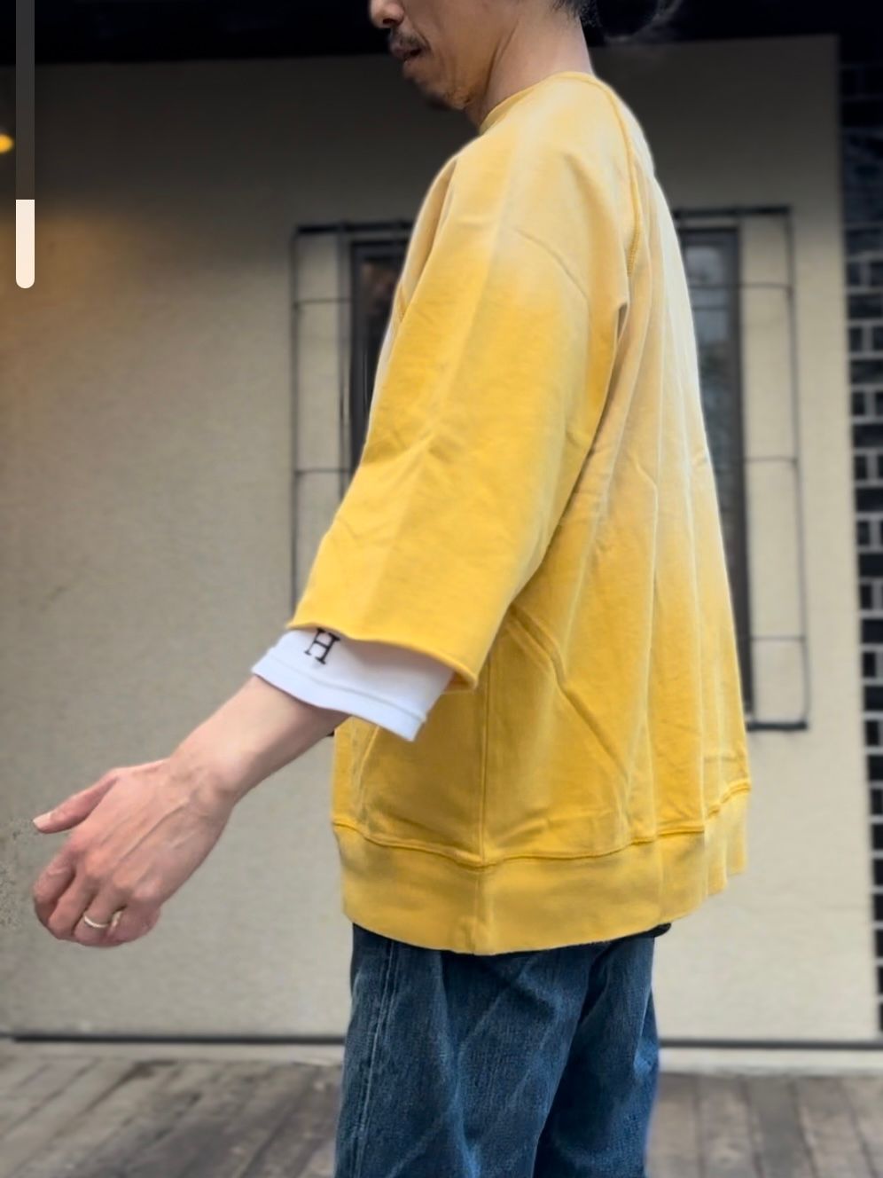 SCREEN STARS / スクリーンスターズ / Amecaji 3/4 slv Tee /アメカジ七分袖Tシャツ / フロッキープリント / イエロー