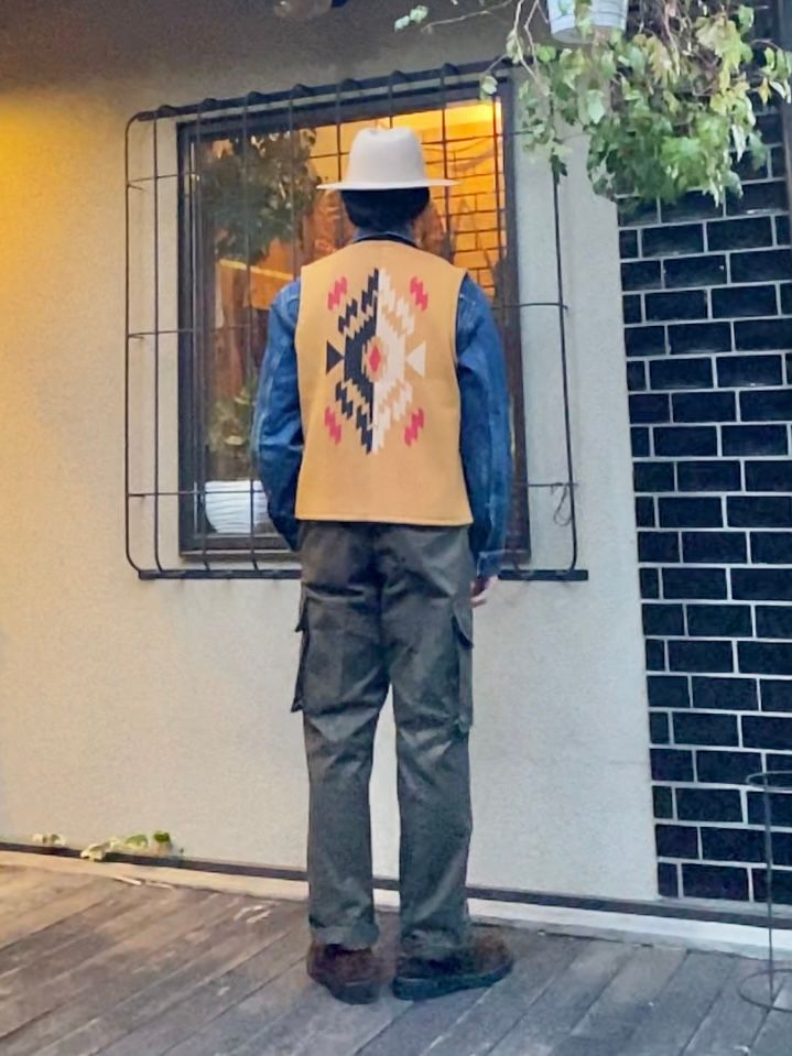 NATIVE AMERICAN WOOL BLANKET VEST / ブランケット / チマヨベスト / ネイティブ柄 / ベージュ / SC14993