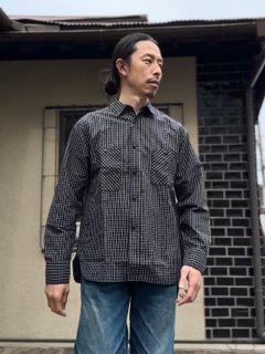 F3489 / グラフチェック ワークシャツ / ネイビー