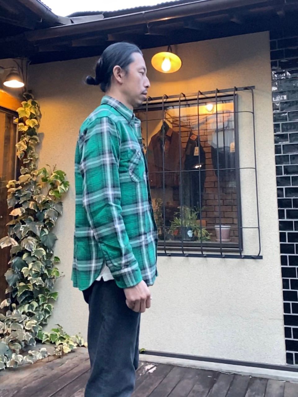 SC28957 / TWILL CHECK WORK SHIRT / ヘビーネルワークシャツ / ネルシャツ / チェックシャツ / GREEN (145)