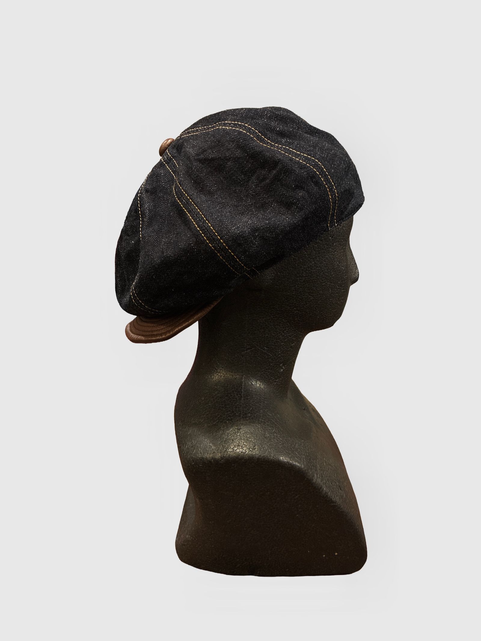 ハイアー / セルビッジデニム×レザーブリム キャスケット / SELVEDGE DENIM × LEATHER BRIM