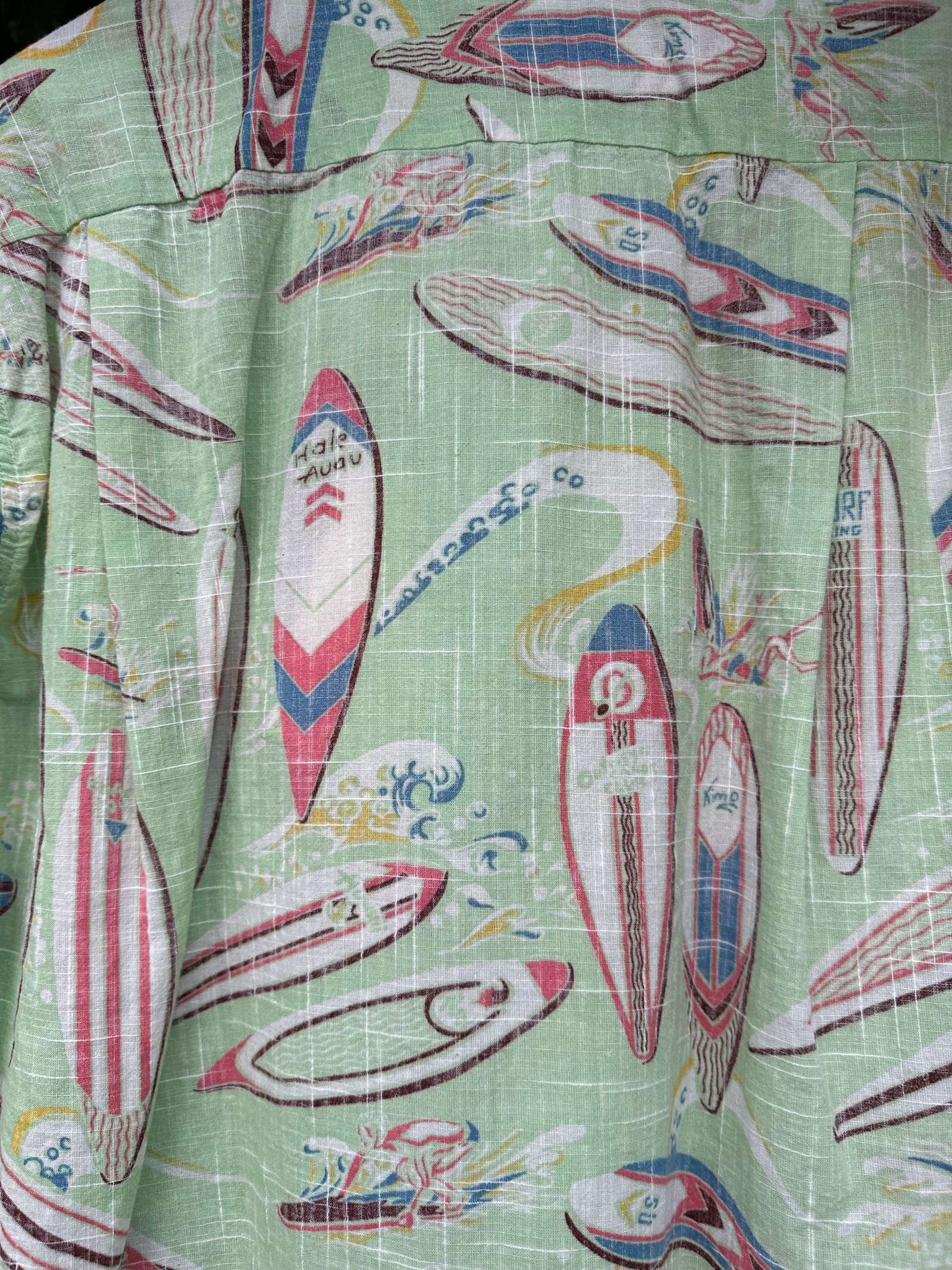 ALOHA SHIRT / SURF BOARDS / コットンリネン / 半袖オープンシャツ / サーフボード柄 / アロハシャツ / ハワイアン / SS38109 / グリーン(145)