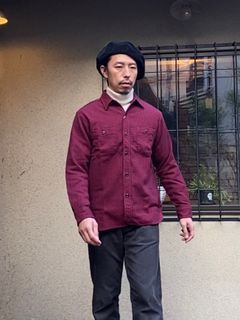 SC28953 / TWILL CHECK WORK SHIRT / ヘビーネルワークシャツ / ネルシャツ / チェックシャツ / ハウンドトゥース / 千鳥格子 / RED(165)