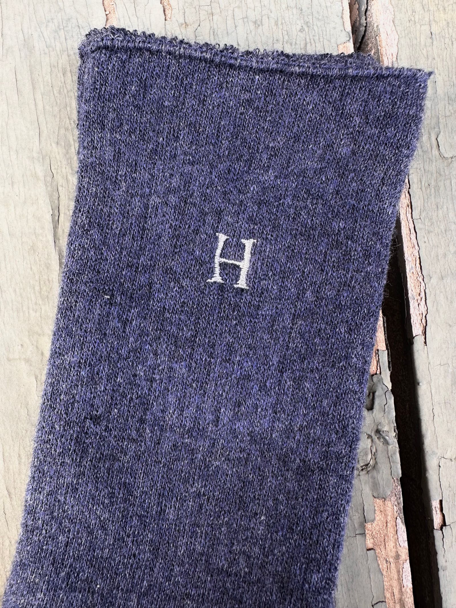 Hエンブロイダリー パイルソックス / H刺繍 / 靴下 / NAVY / ネイビー