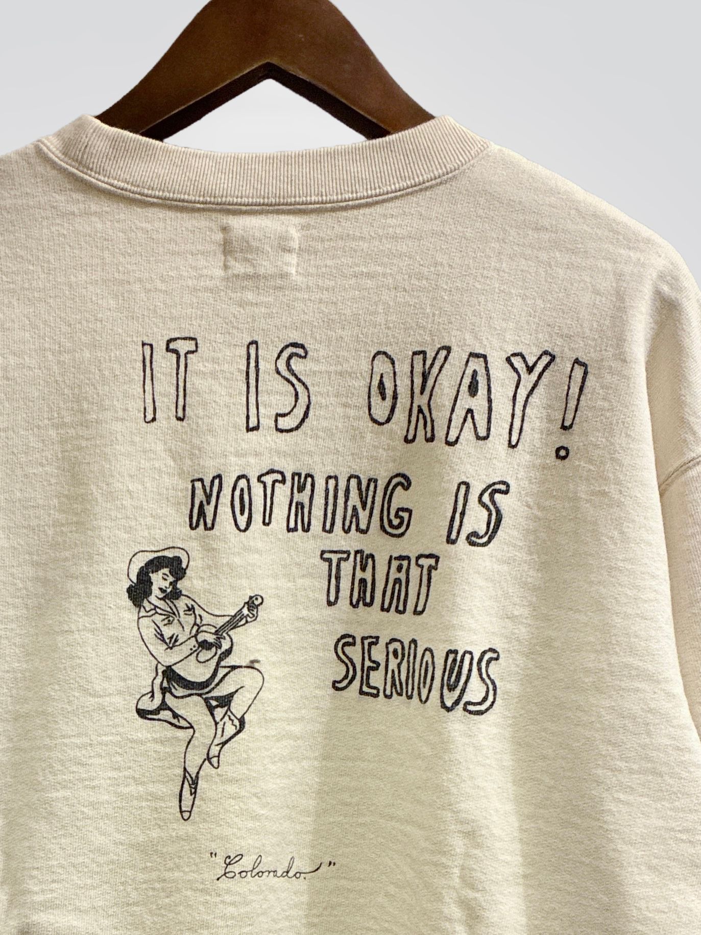 ビッグジョン / ハンドレタリングプリント クルーネックスウェットシャツ/ ナチュラル / MTE013[Hand- paint style] CREWNECK SWEATSHIRT
