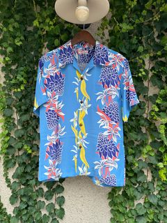 ALOHA SHIRTS “BLOOMS OF TORCH FLOWER”/半袖レーヨンシャツ / アロハシャツ / ハワイアン / トーチジンジャー / SS39024 / ブルー (125)