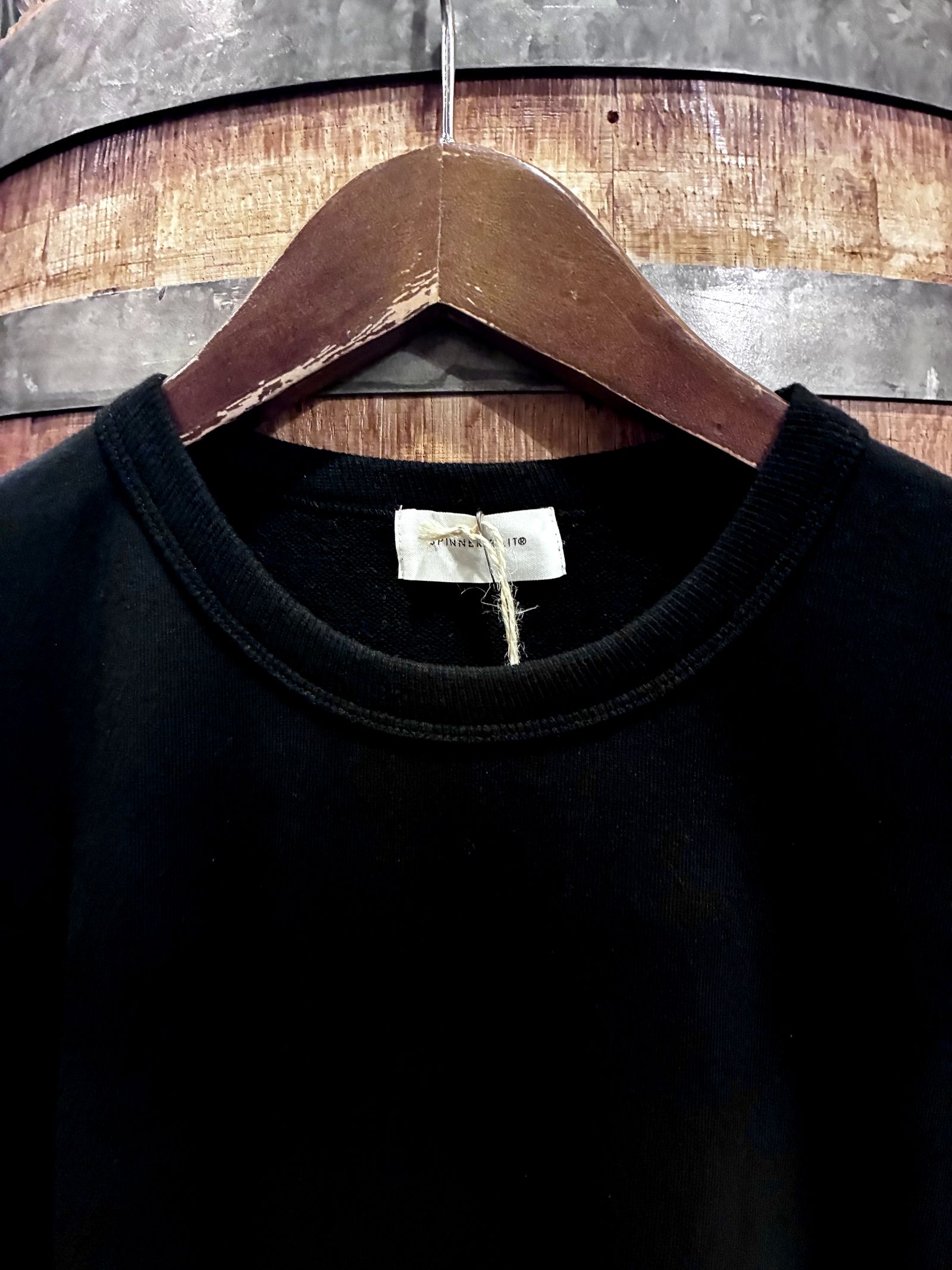 ミニ裏毛半袖リブTシャツ ブラック