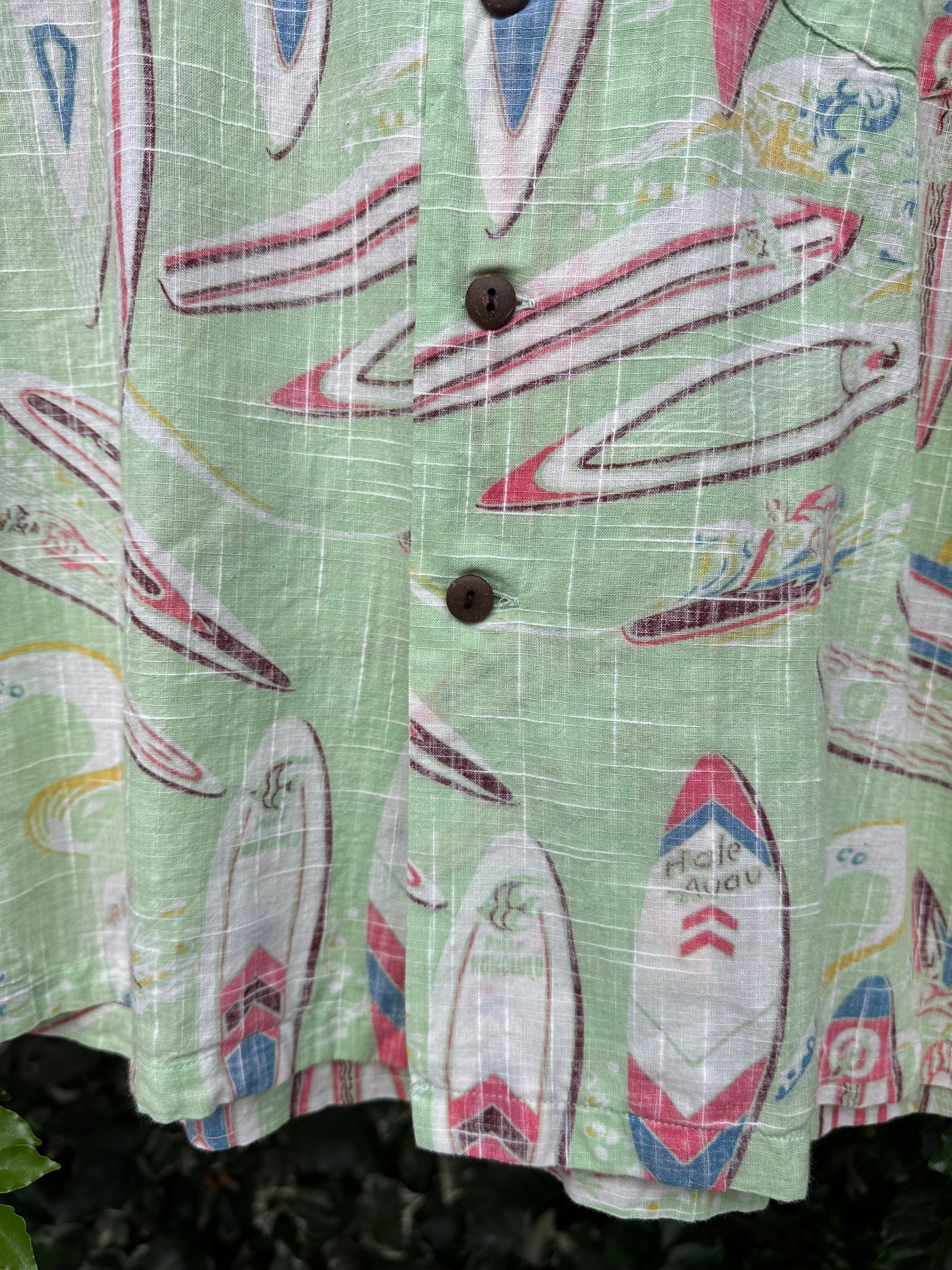 ALOHA SHIRT / SURF BOARDS / コットンリネン / 半袖オープンシャツ / サーフボード柄 / アロハシャツ / ハワイアン / SS38109 / グリーン(145)