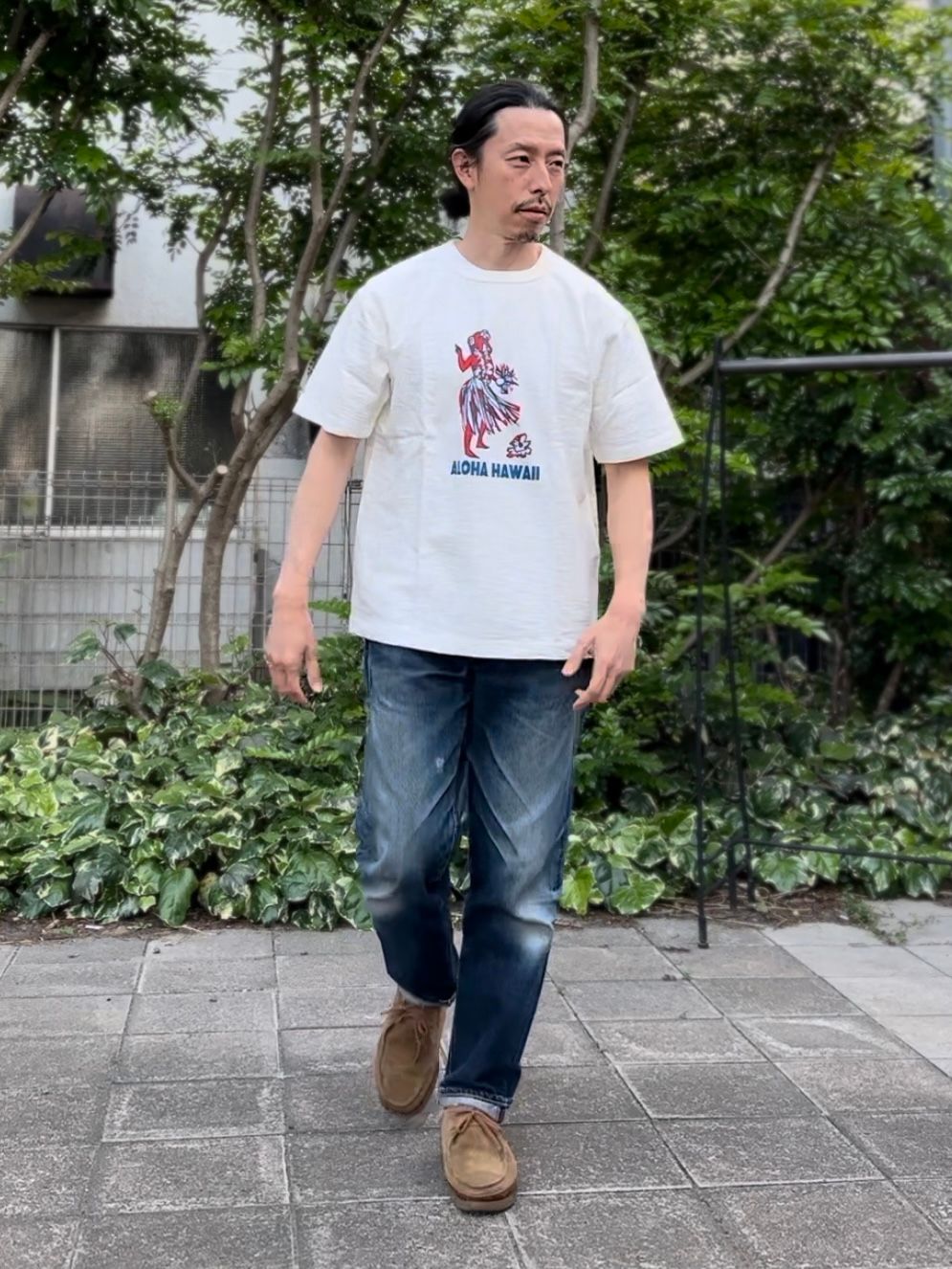SS78675 / LADY DANCING HULA / ハワイアンフラTシャツ / オフホワイト