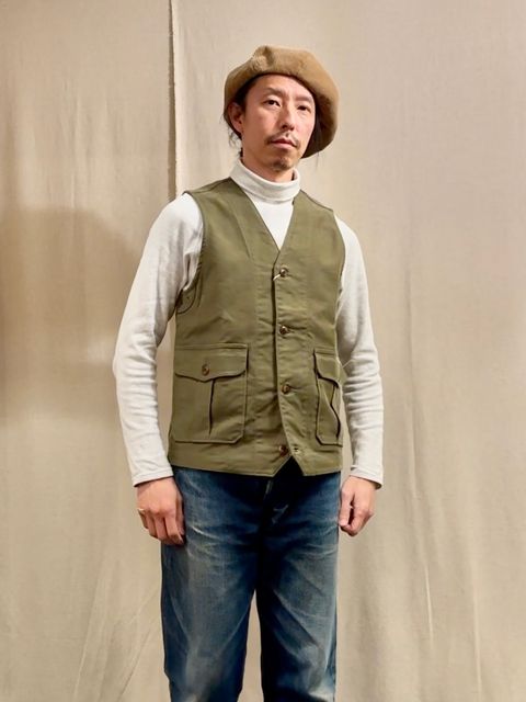 ORVIS キルティング ハンティング ベスト L カーキ 中綿 ダブルジップ 