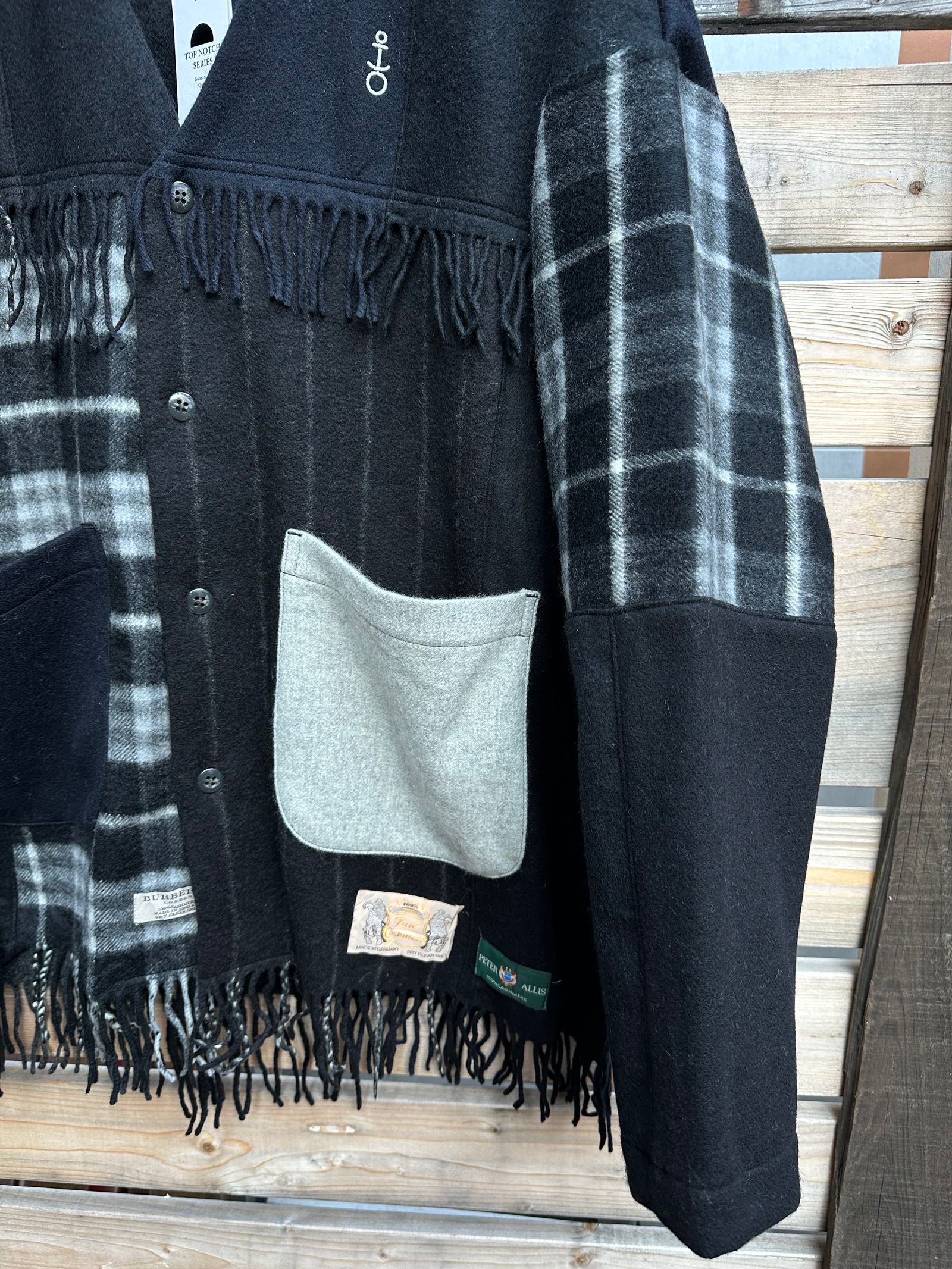 EDGE CARDIGAN / カシミヤマフラーリメイクカーディガン / ブラック②