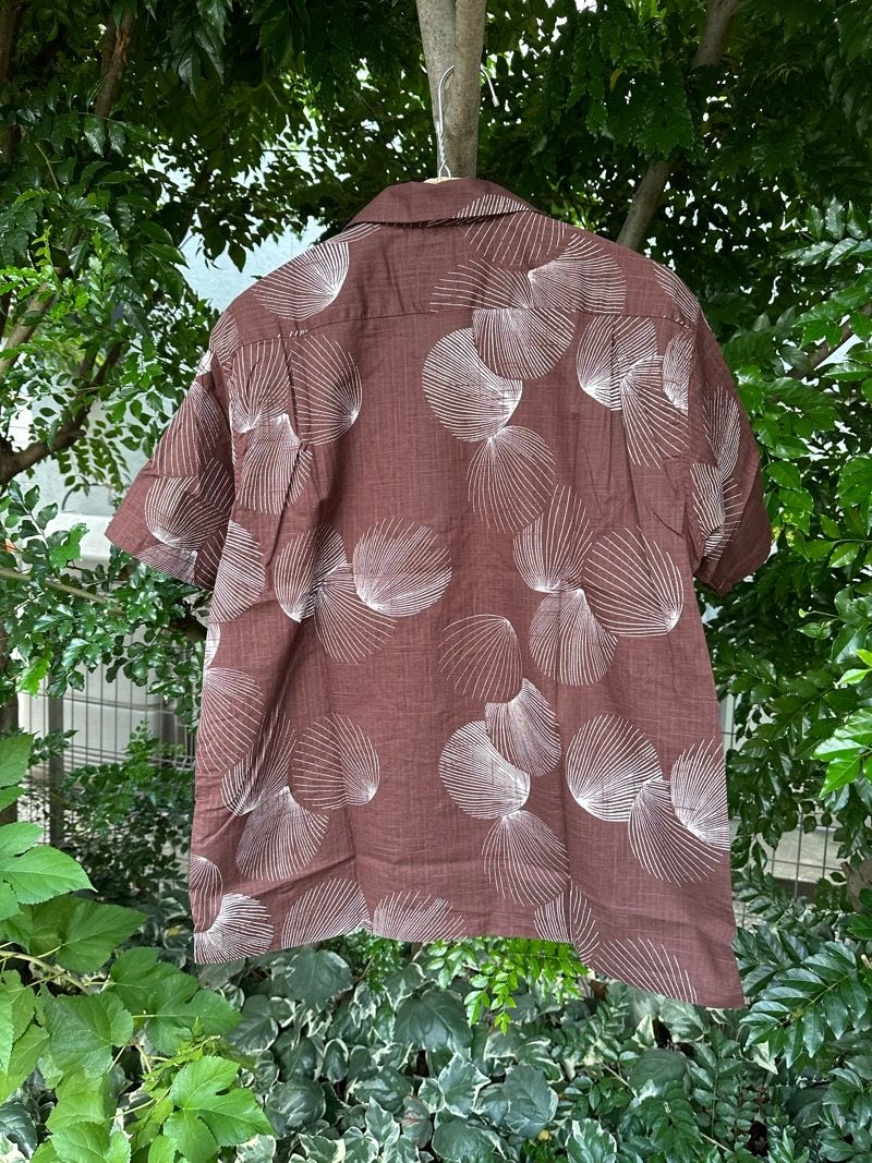 ALOHA SHIRT / “DUKE’S SHELL” / コットンリネン / 半袖オープンシャツ / 貝殻 / シェル柄 / アロハシャツ / ハワイアン / DK39094 / ブラウン(138)