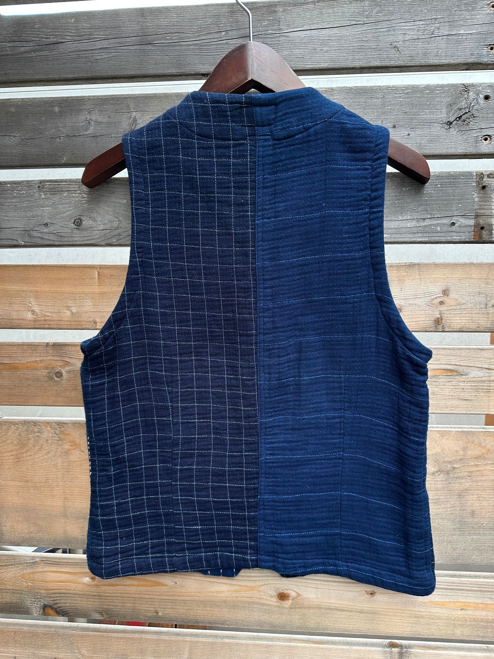【LUCKY “福”SALE】INDIGO Wガーゼステッチワーク 3ピースセット(ジャケット×ベスト×パンツ)Mサイズ