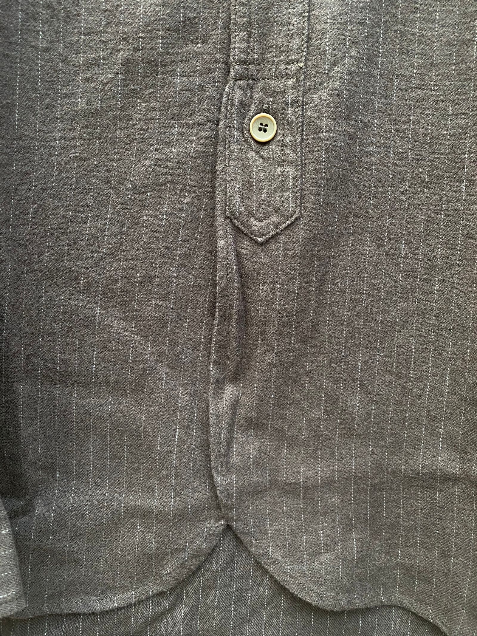 F3485 / C/W STRIPE BANDCOLLAR / C/W ストライプ バンドカラー シャツ /  OLIVE
