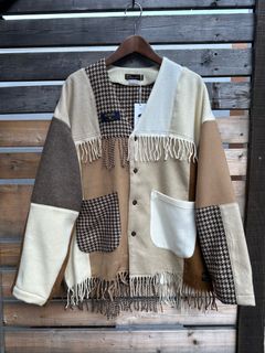 EDGE CARDIGAN / カシミヤマフラーリメイクカーディガン / ブラウン①