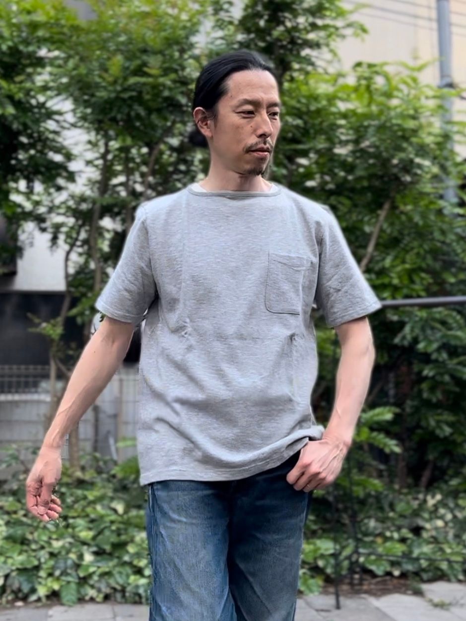 te001SSPK / HDCS ポケットTシャツ / 半袖バスクシャツ / ミックスグレー