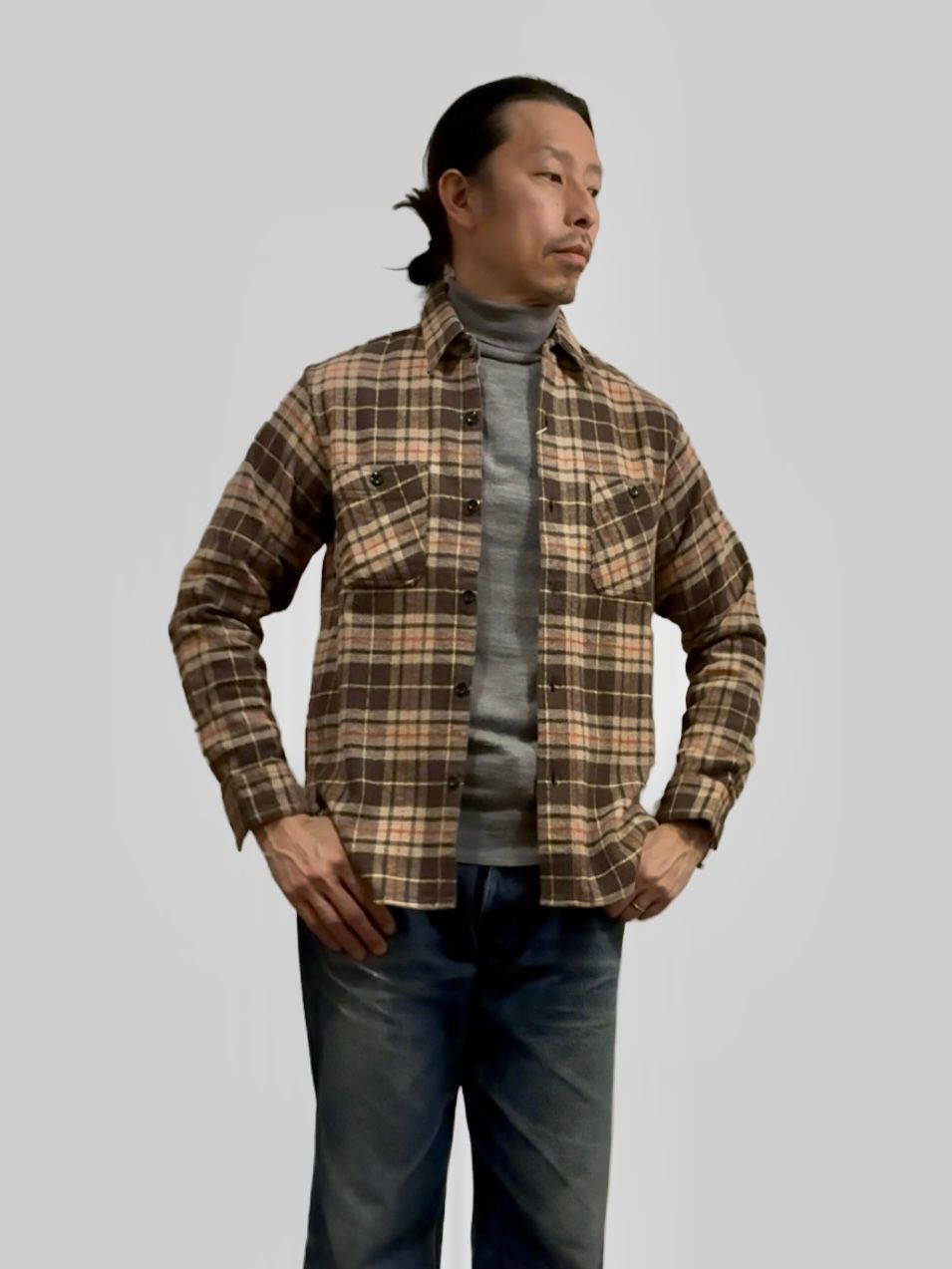 ヘビーツイルチェックワークシャツ/HEAVY TWILL CHECK WORK SHIRT / ヘビーネルワークシャツ / ネルシャツ / SC28232 / ブラウン(138)