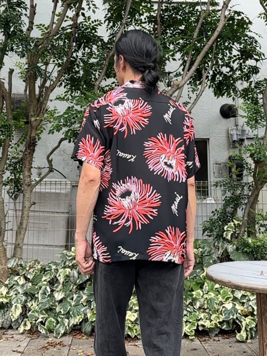ALOHA SHIRTS “ ISLAND BLOOM ” /半袖レーヨンシャツ / アロハシャツ / ハワイアン / 月下美人 / SS39028 / ブラック (119