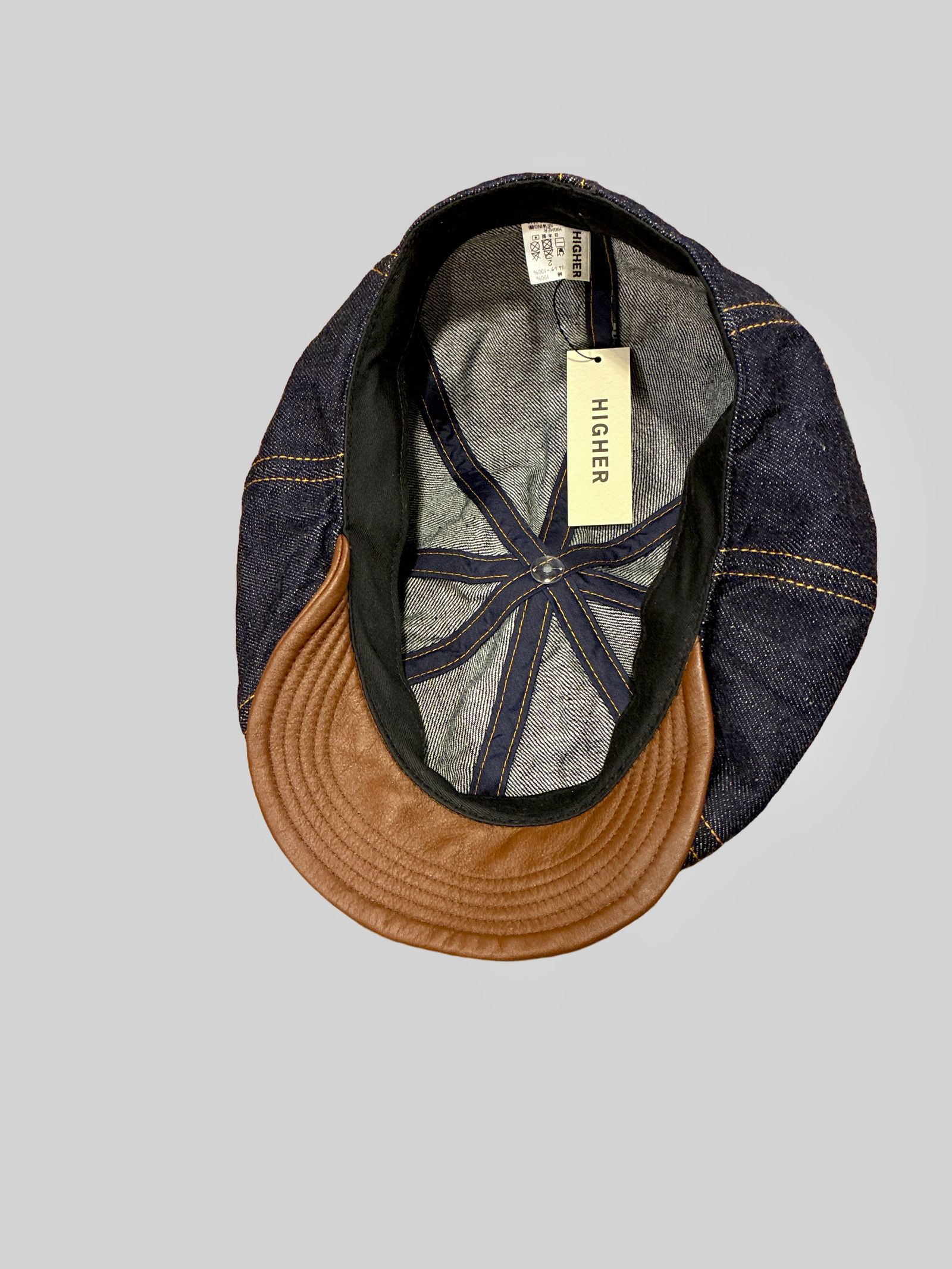 ハイアー / セルビッジデニム×レザーブリム キャスケット / SELVEDGE DENIM × LEATHER BRIM