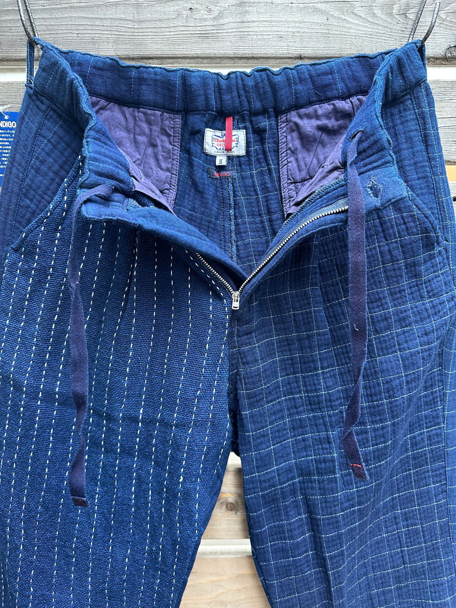 【LUCKY “福”SALE】INDIGO Wガーゼステッチワーク 3ピースセット(ジャケット×ベスト×パンツ)Mサイズ