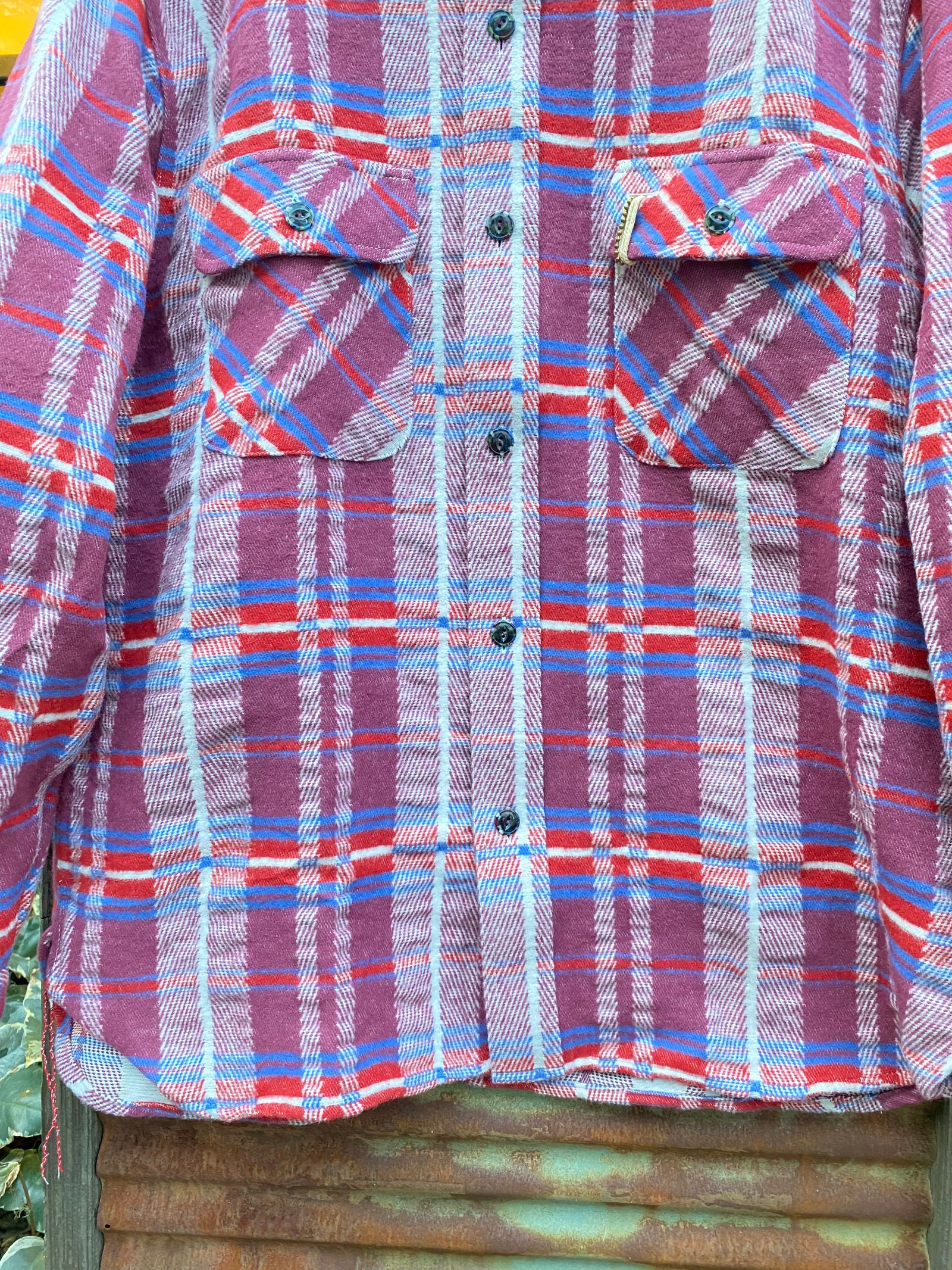 FICTION ROMANCE FANCY TWILL & DOUBLE WEAVE WORK SHIRT / ヘビーネルワークシャツ / ネルシャツ / チェックシャツ / WINE (170)