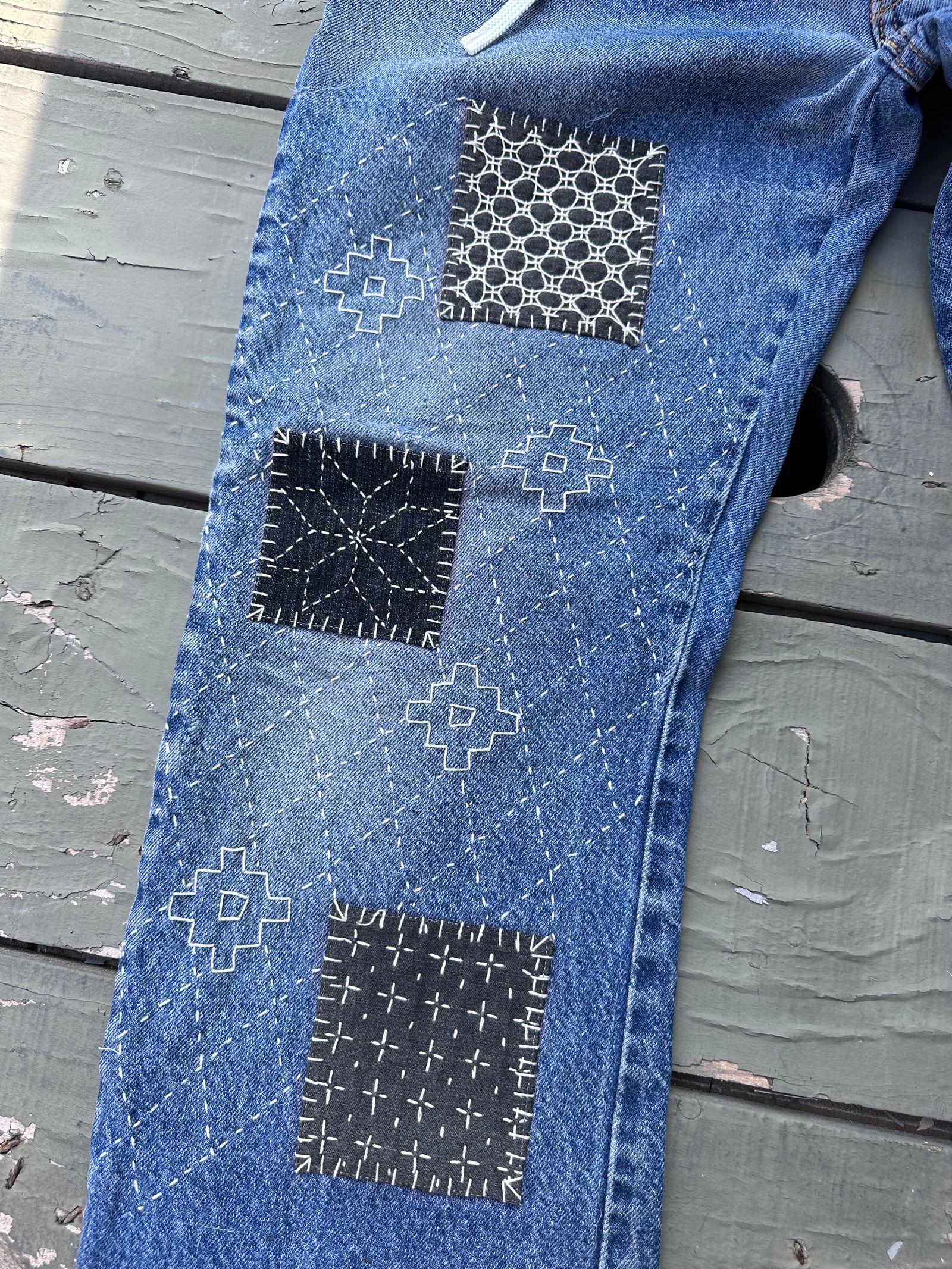 SASHIKO EASY DENIM PANTS / サシコイージーデニムパンツ  BLUE / L