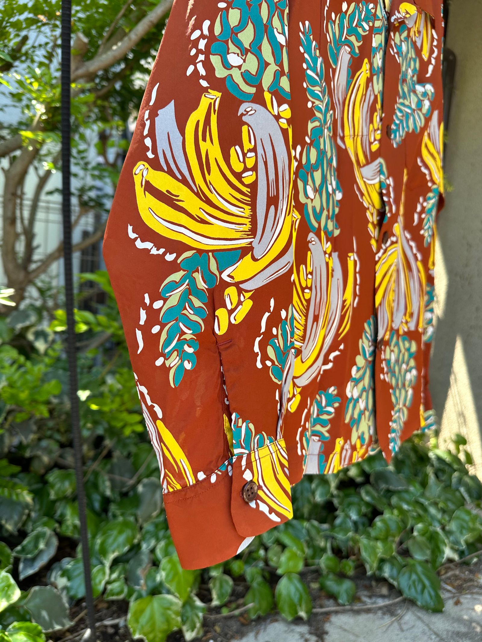 ALOHA SHIRT/ BANANA HARVEST L/S RAYON SHIRT / バナナ柄 / 長袖レーヨンシャツ / アロハシャツ / ハワイアン / SS28784/ ブラウン(138)