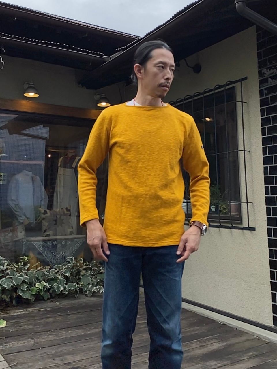 te002 TIEASY ORIGINAL BOATNECK SHIRT  / オリジナルボートネックシャツ / MUSTARD