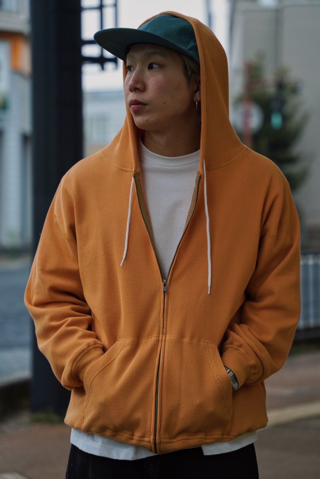 WAFFLE ZIP HOODIE（MUSTARD）