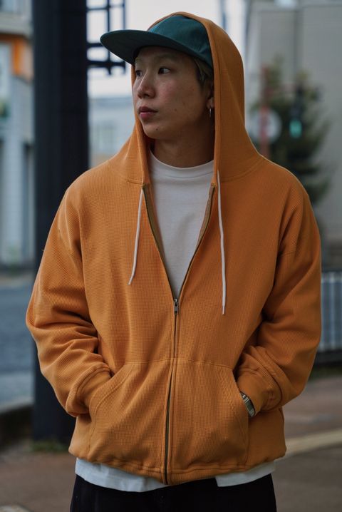 WAFFLE ZIP HOODIE（MUSTARD）
