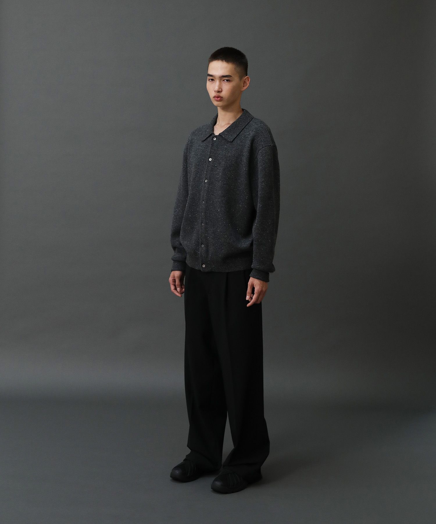 Scape Polo Wool Cardigan（Donegal Charcoal）