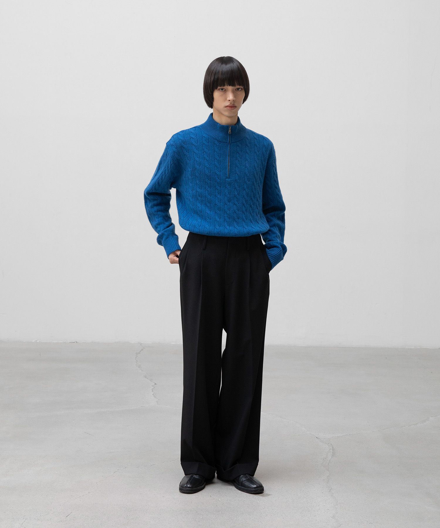 Flow Wide Turn-up Pants（BLACK）