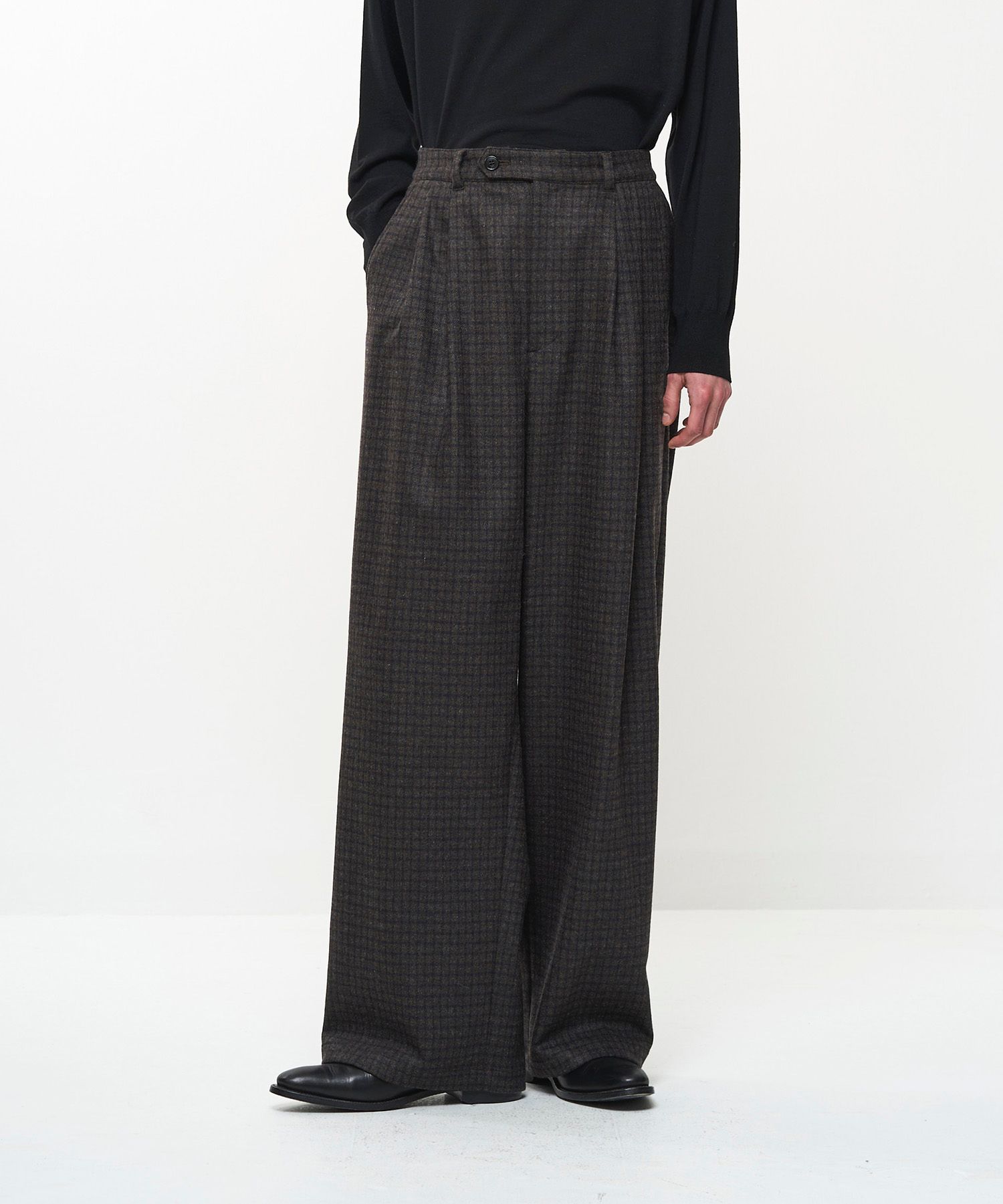 2TUCK WIDE EASY PANTS（BROWN）