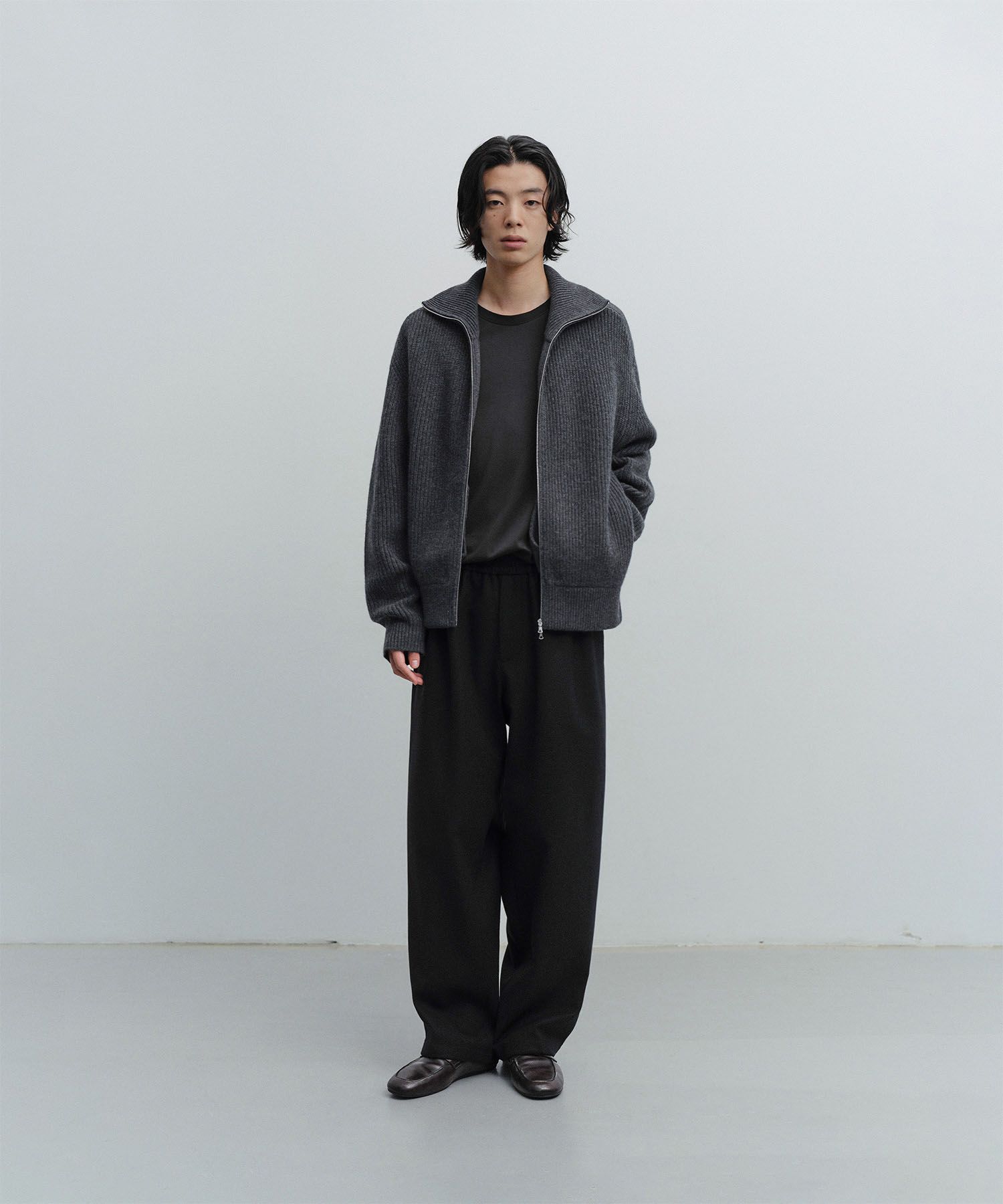 Cashmere Banding Easy Pants（BLACK）