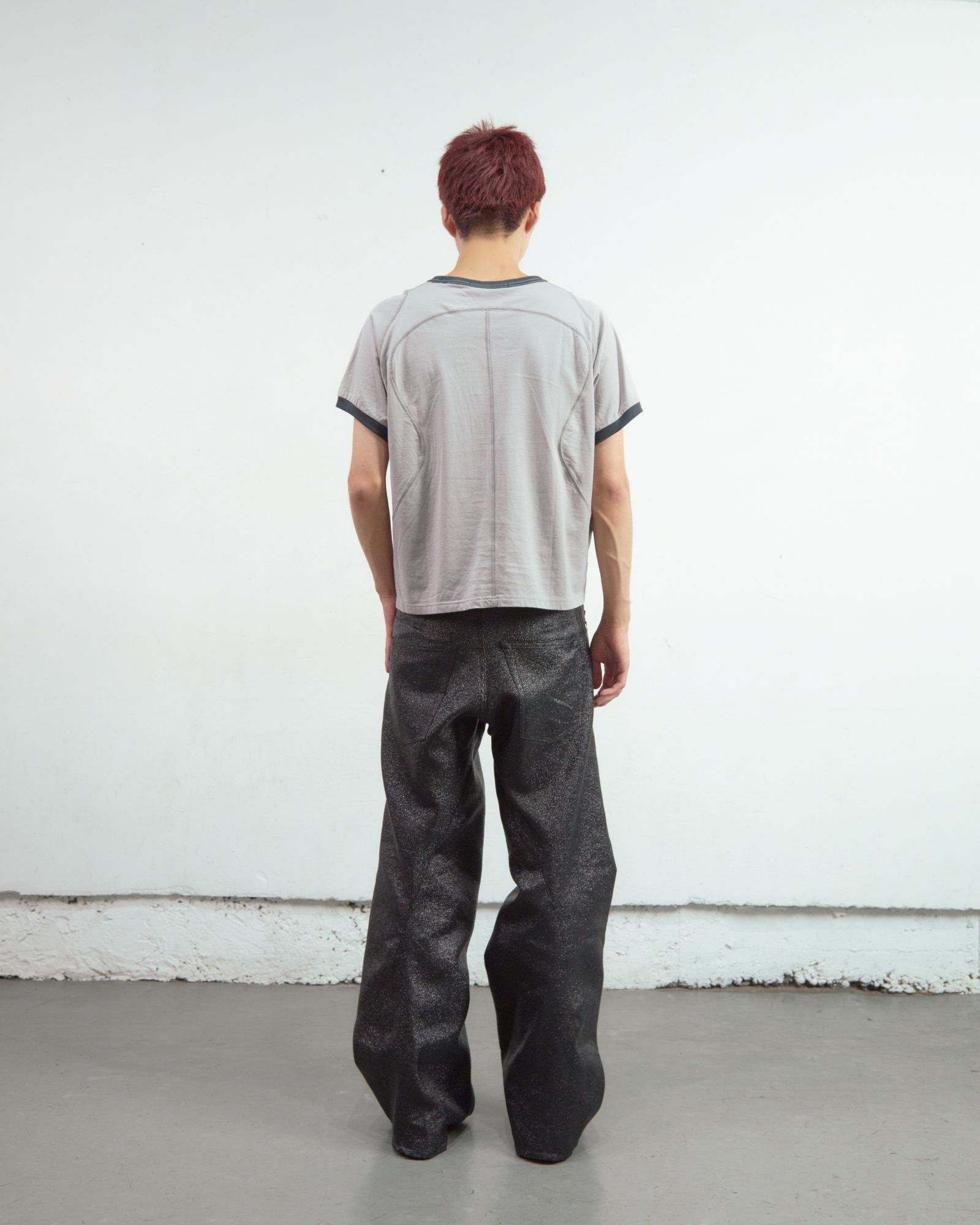 PANELLED HALF SLEEVE RINGER T-SHIRT（BEIGE）