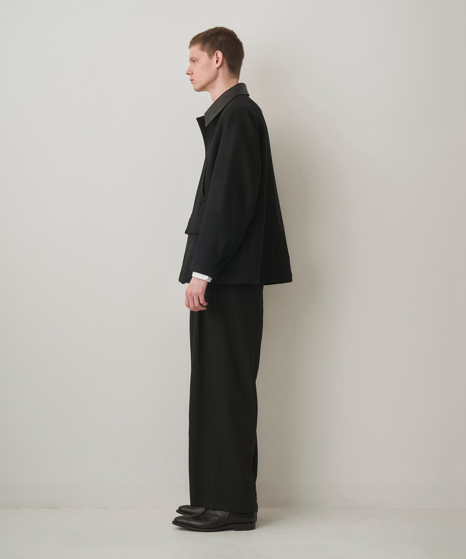LEATHER COLLAR RIDING JACKET（BLACK）